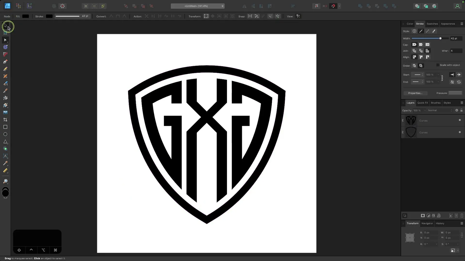 Logo final cu litere groase și bordură ajustată a scutului