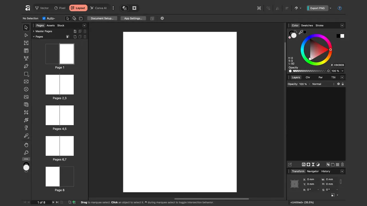 Master Pages in Affinity